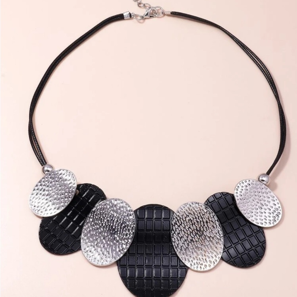 Geometric Multicolor Statement Necklace - image 2